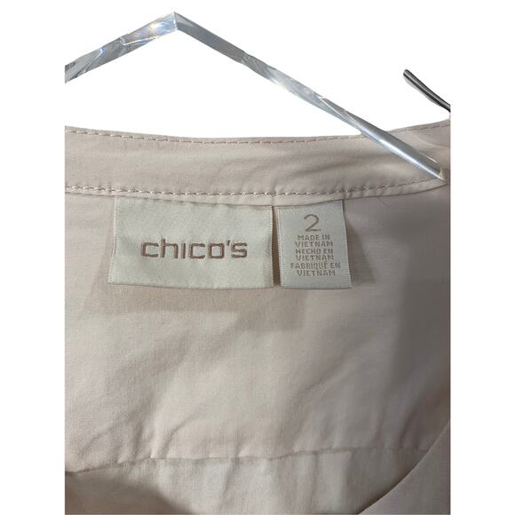 Chico's Cream Neutral Lightweight Long Sleeve Side Zip Utility Jacket Large - Picture 4 of 9